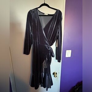 Brand new blue grey velvet dress Kiyonna